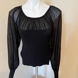 Be Black Shear Long Sleeve Knit Top - Size L